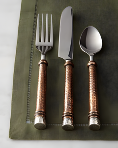 Juego de cubiertos con mango martillado de cobre antiguo para restaurantes, hoteles y suministros para bodas - Product Image 4
