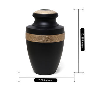 Urnes funéraires noires de haute qualité avec gravure dorée pour cendres humaines et animales, taille adulte, biodégradables, écologiques, 200 pouces cubes - Product Image 3