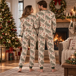 Women <b>Christmas</b> <b>Matching</b> <b>Pajama</b> Set Long Sleeve Flannel Print Soft Cozy Winter Sleepwear Full Length Crew Neck Elastic Waist - Product Image 5