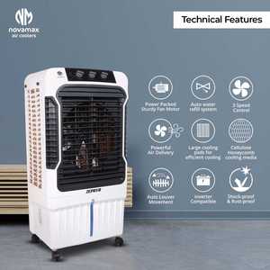 Refroidisseur d'air grande capacité ZEPHYR 90 LTR, design moderne avec grille frontale et roues verrouillables pour usage en chambre et au bureau - Product Image 2