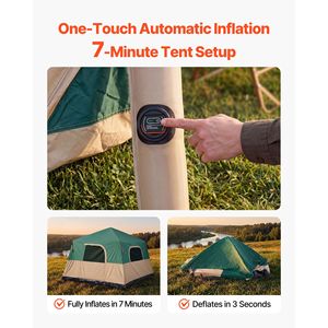 6 Person Inflatable Cabin <b>Tent</b> with Rechargeable Pump TPU Air Tubes 4 <b>Large</b> Mesh Windows Portable Easy Setup - Product Image 2