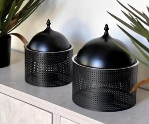 Élégant récipient à dattes bleu clair côtelé avec couvercle en métal argenté, bol de service de luxe pour le Ramadan, boîte de rangement pour chocolat, bonbons et noix - Product Image 4