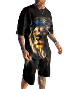 2022 Fashion Imprimé Été Hommes 2 Pièces Ensemble Court Hommes Court Ensemble T Mis en Manches Courtes T Shirts Shorts - Product Image 3