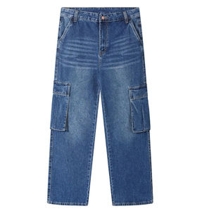 Veste en jean cargo pour homme, taille haute, hiver, unie, respirante, coupe ample, multi-poches, streetwear, décontractée, vêtements de travail - Product Image 5