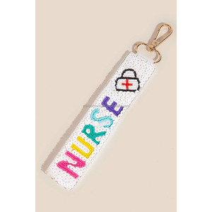 Heartbreaker Beaded Keychain | Handmade Eco-Friendly Fabric Red White Letter Key Ring Tag | Trendy Durable Funny Bag Charm for - Product Image 6