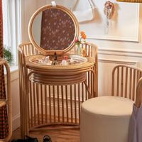 Vente en gros de coiffeuses et tables de toilette rondes en rotin, grandes quantités, directement de l'usine au Vietnam, OEM ODM