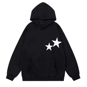 Sweat à capuche noir surdimensionné pour homme avec imprimé cœur, polyester/coton, imperméable, unisexe, manches régulières, design décontracté avec poche, vêtement d'hiver - Product Image 1