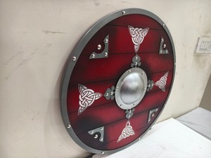 Escudo Vikingo Medieval Personalizado de Madera, Diseño Auténtico, Hecho a Mano, Acero Premium con Recubrimiento en Polvo Negro, 24 Pulgadas, para Recreaciones Históricas - Product Image 2
