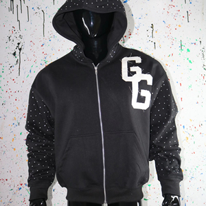 เสื้อฮู้ดดี้ผู้ชาย GG สีสันตามสั่ง ซิป ผ้าฝ้าย 100% สำหรับฤดูหนาว - Product Image 1