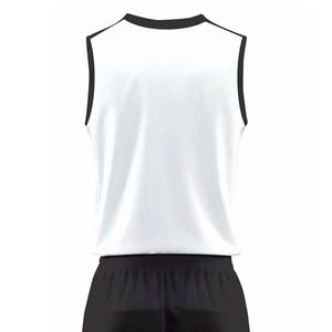 Ensemble de maillot de basket sans manches blanc à col en V pour homme avec short noir, séchage rapide, en polyester tricoté, uniforme sportif d'été - Product Image 4