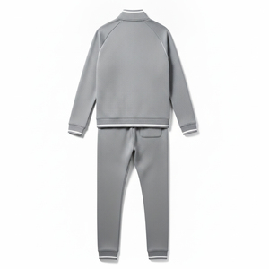 Survêtement d'entraînement uni en polycoton à prix abordable pour homme, coupe ajustée, avec poignets côtelés, idéal pour la gym et la course à pied - Product Image 3