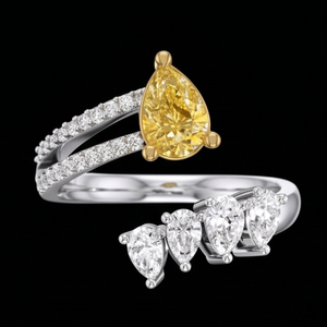 Luxury Pear Cut Yellow Lab Grown Diamond Open <b>Wrap</b> Ring in <b>White</b> Gold Ring for Women | Party, Wedding and Perfect for Gift - Product Image 1