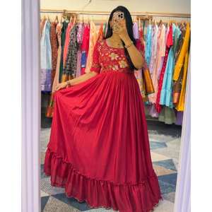 XL Anarkali vestido para fiestas vestidos de noche con hilo y secuencia de trabajo - Product Image 1