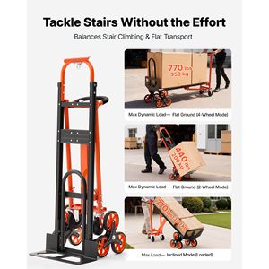 Carrello Industriale Pieghevole 3 in 1 per Scale, Capacità Massima 350 kg, con Ruote e Manico in PP - Product Image 2