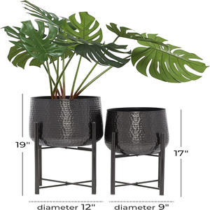 Cosmo Living by Cosmopolitan Metal Indoor Outdoor <b>Planter</b> <b>Large</b> <b>Planter</b> Pot with Removable Stand, Set of 2 <b>Planters</b> - Product Image 5