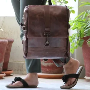 New Arrival Full-grain Leather Backpack Comes With <b>Large</b> Capacity Casual And Retro Style Cow Leather Fashion Backpack For Sale - Product Image 3