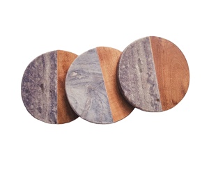 Luxury Marble and Wood <b>Coasters</b> <b>Set</b> of 4 for Drinks - Unique Gift <b>Set</b> for Weddings, Engagements, Anniversaries - Product Image 3