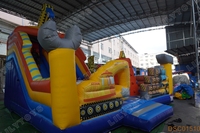 Aire de jeux gonflable commerciale Lilytoys sur le thème des camions de construction, ville de loisirs gonflable sur le thème des excavatrices pour les fêtes d'enfants et les parcs d'attractions