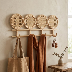 Hot Selling Rattan Wall Mounted Cloth Hat <b>Key</b> Hook Handmade Circle Coat <b>Hanger</b> for Wholesale Vietnam Factory - Product Image 1