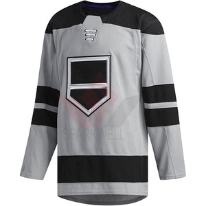 Jersey de Hockey sobre Hielo Personalizado para Hombre, Color Gris Negro, Cuello Redondo, Manga Larga, Sublimado, Transpirable, de Malla, Secado Rápido, Corte Regular - Product Image 6