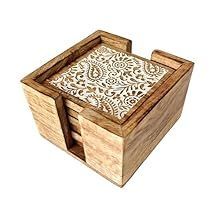 Rustic Handmade Wooden Coaster Set <b>Square</b> Modern Design Natural Wood Grain <b>Table</b> Mats for Home <b>Bar</b> Decor - Product Image 2