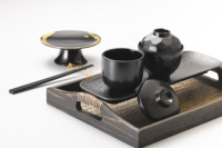 Ensemble de bols à soupe en mélamine incassable de qualité A5, style japonais, noir écaille de tortue, avec couvercle, pour soupe miso, compatibles lave-vaisselle