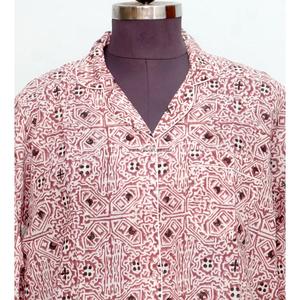 Camisa Larga de Algodón Hecha a Mano en India para Mujer, Vestido Cruzado con Cinturón, Decoración de Botones, Estilo Simple y Dulce, Línea A, Ropa Étnica Informal Moderna - Product Image 3