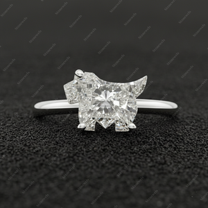 Bague en pierre précieuse en forme de chien Norwich Terrier, bague solitaire en cristal taillé sur mesure haut de gamme - Product Image 2