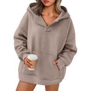 เสื้อฮู้ดคอวีทรงหลวมสำหรับผู้หญิงราชินีเสื้อฮู้ดแขนยาวแบบ3D เสื้อสวมหัวทรงหลวมไซส์ใหญ่พิเศษสำหรับฤดูใบไม้ร่วง2025 - Product Image 1