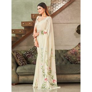 ซารีซารีผ้าซาตินโพลีเอสเตอร์ที่ดูดีมีเสื้อเบลาส์สีขาวแบบไม่มีตะเข็บ - Product Image 3