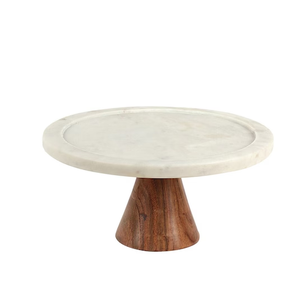 Soporte para Pastel de Mármol, Forma Hexagonal con Base de Madera, Plato Elevado para Exhibición de Postres, Soporte de Lujo para Pastel para Comedor y Hogar - Product Image 4