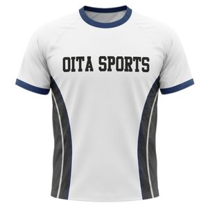 Camiseta Deportiva Unisex Blanca y Azul Marino para Netball, Sublimada, de Poliéster Ligero, para Entrenamiento y Partidos de Equipo - Product Image 1