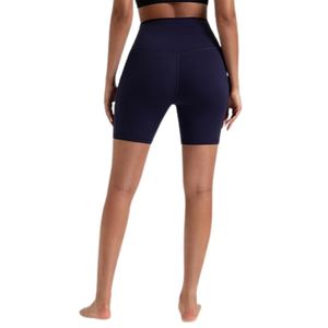 Shorts Deportivos de Yoga para Mujer, Color Azul Marino, Cintura Alta Elástica, Transpirables, de Spandex y Poliéster Ecológico, de Secado Rápido, para Gimnasio - Product Image 4
