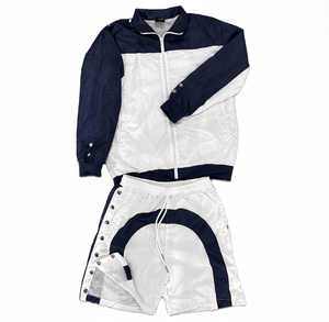 Custom Winter Plus Size Hooded Tracksuit Set Windbreaker Short Zip Jacket Shorts Breathable Sporty Style Regular Fit Spring Wear - Product Image 3