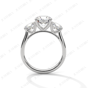 Fine <b>Rings</b> Three Stone 14K White Solid Gold Wedding <b>Ring</b> Women Round Cut Center Stone 2ct Lab Grown Diamond <b>Ring</b> For Her - Product Image 4