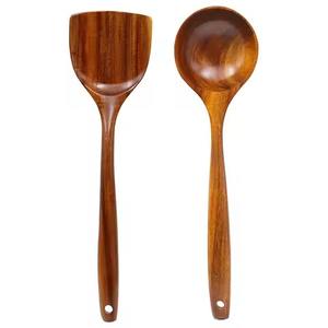 Elegante cuchara de madera hecha a mano, herramienta de cocina natural para remover, mezclar arroz, curry, sopa, salsa, accesorio de cocina y comedor. - Product Image 1