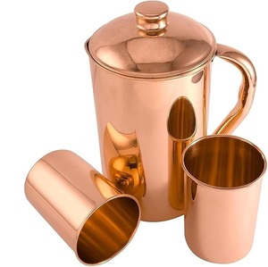 Superbe Carafe à Eau en Cuivre Pur, Design Martelé, avec Couvercle, pour Boissons Ayurvédiques et Bien-être - Product Image 6