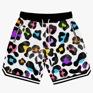 Design Your Own Sublimation Mesh <b>Shorts</b> 5 Inch Oversized <b>Patch</b> Pocket Leopard Print Style Casual Running Sports <b>Shorts</b> - Product Image 3