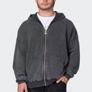 Wholesale Custom Logo Full Zip Hoodie Brushed Fleece Streetwear Hoodie for Men Retail Ready USA Market - Product Image 6