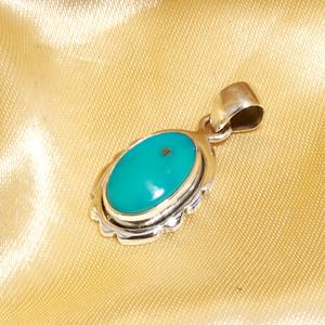 Fabricante de Joyería Fina Hecha a Mano, Colgantes y Dijes, Colgante de Turquesa de Arizona en Forma Ovalada, Elaborado al por Mayor - Product Image 2