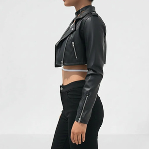 Chaqueta de Cuero para Mujer, Estilo Biker, de Piel de Cabra Genuina, con Servicio de Muestra de Color Personalizado y Personalización Disponible - Product Image 2