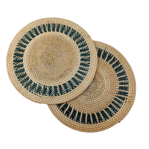 Ebony Black Rattan <b>Placemat</b> Hand-Woven Round Table Mat for Modern Minimalist Decor Bold Black Fiber Underplate - Product Image 1