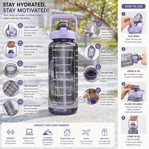 2000ml for Time Markers BPA-Free Leak-Proof <b>Plastic</b> Shaker for Fitness Gym Daily Hydration Eco-Friendly - Product Image 3