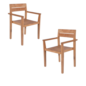 Chaise de jardin en teck naturel, chaise de salle à manger d'extérieur, fauteuil à assise à lattes pour patio, cour, villa, mobilier de salle à manger - Product Image 3