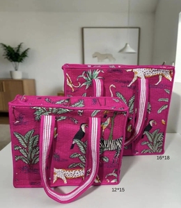 Bolsa de Mano de Lona con Estampado de Elefantes, Bolsa de Compras Reutilizable de Algodón, Bolsa de Mano de Gran Capacidad al por Mayor - Product Image 3
