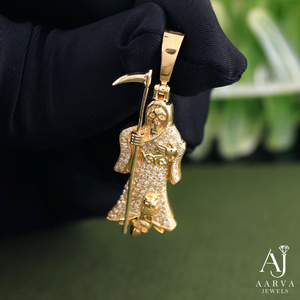 Collar con Colgante de Santa Muerte Esqueleto Chapado en Oro Rosa, con Micro Pavé de Circonitas, Joyería Religiosa de la Parca, Regalo - Product Image 3