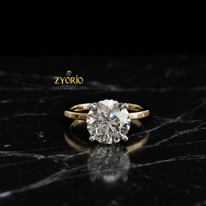 18K Gold Round Brilliant Solitaire Engagement <b>Ring</b> Premium Luxury <b>Statement</b> <b>Ring</b> - Product Image 5