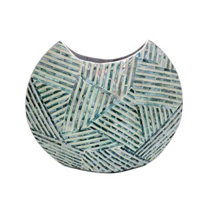 Vase artisanal en nacre à motif spirale, style côtier, en forme de coquillage - Product Image 4