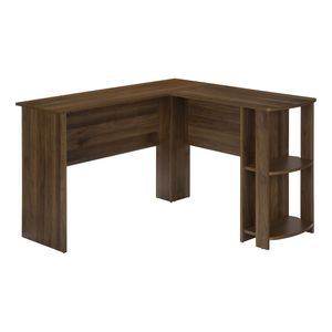 Contemporary Modern 48\"L Home Office Corner Computer <b>Desk</b> with Storage Shelves Brown Laminate Work Laptop - Product Image 2