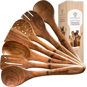 Ensemble de couverts en bois de qualité supérieure, ustensiles en bambou écologiques, couverts réutilisables pour la cuisine, le pique-nique, les voyages, la table - Product Image 2